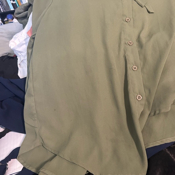 H&M Khaki Tie-Neck Blouse - Picture 3 of 3